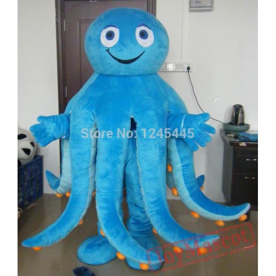 Blue Octopus Mascot Costume For Adults