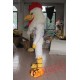 Adult White Rooster With Strong Muscle Mascot Costume