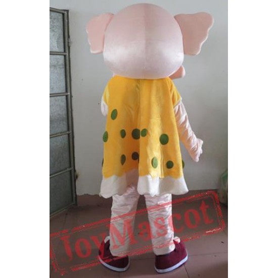 Yellow Beige Elephant Mascot Costume For Adults
