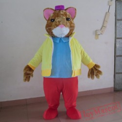 Hamster Wearing A Golden Jacket Mascot Costume Hamster Mascot For Adults