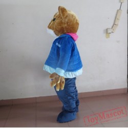 Hamster Wearing A Blue Coat Mascot Costume Adult Hamster Mascot