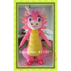 Fancy Pink Dragon Mascot Costume For Adult