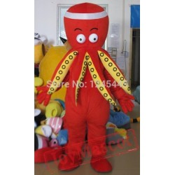 Red & Yellow Adult Octopus Mascot Costume For Adults