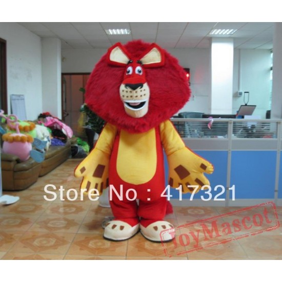 Red Long Hair Lion Mascot Costume For Adult