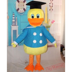 Yellow Duck Mascot Costume In Blue Adult Duck Costume