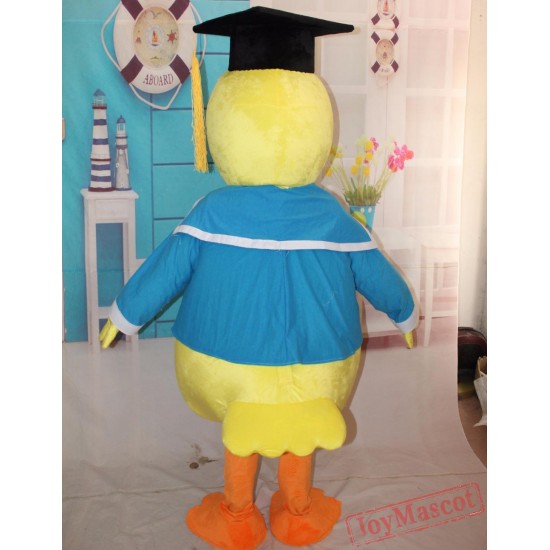 Yellow Duck Mascot Costume In Blue Adult Duck Costume
