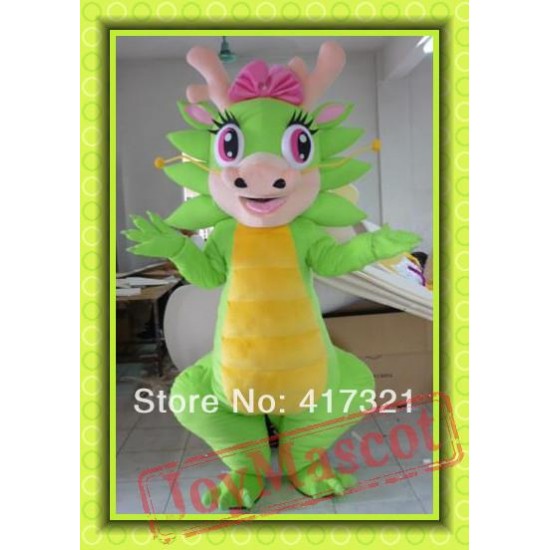 Green Dragon Mascot Costume For Adult