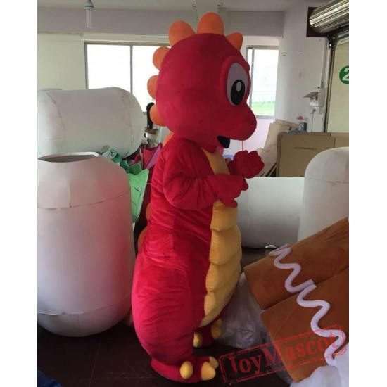 Plush Adult Yellow Dragon Mascot Costume