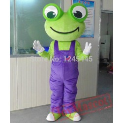 Funny Adult Frog Mascot Costume With Purple Clothes