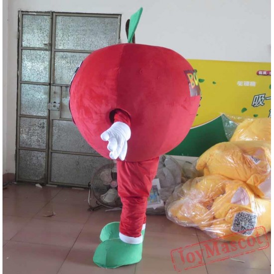 Happy Red Apple Mascot Costume For Adult