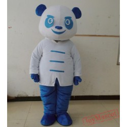 White And Blue Panda Mascot Costume