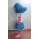 Girl With A Blue Curly Hair Mascot Costume Adult Girl Mascot