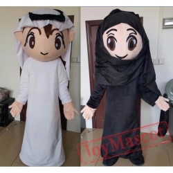 Arabic People Arab Boy / Girl Mascot Costume Arabic Male And Female Mascot For Adult