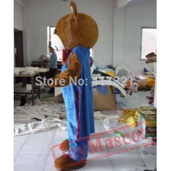 Brown Teddy Bear In A Blue Cloak Mascot Costume Adult Bear Mascot