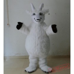 Adult Furry White Sheep Goat Mascot Costume