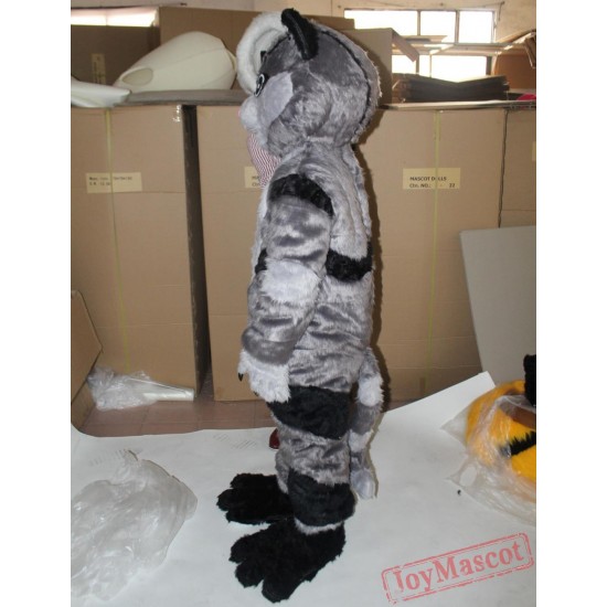 Grey / Yellow Furry Cat Mascot Costume For Adults
