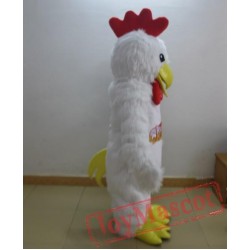 Adult White Furry Chicken Rooster Mascot Costume