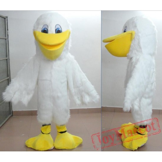Furry White Adult Pelican Mascot Costume