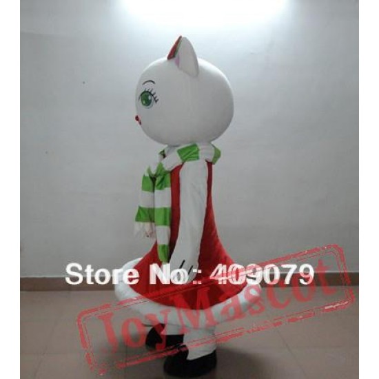 Christmas White Cat Mascot Costume