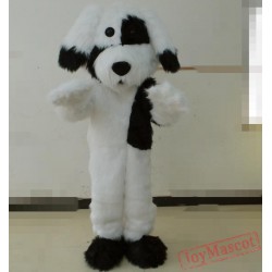 Black And White Plush Adult Dog Mascot Costume