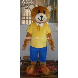 Bear Wearing A Yellow T-Shirt Mascot Costume Adult Bear Mascot