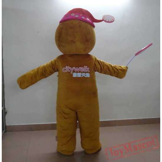 Christmas Adult Gingerbread Man Mascot Costume For Adults