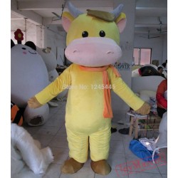 Yellow Cattle Mascot Costume Adult Cow Mascot Costume