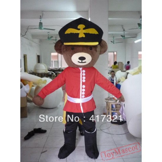 Military Uniform Bear Mascot Costume For Adults