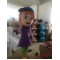 Cool Debby Little Girl Young Girl Cartoon Mascot Costume Blue Clear Eyes Purple
