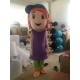 Cool Debby Little Girl Young Girl Cartoon Mascot Costume Blue Clear Eyes Purple