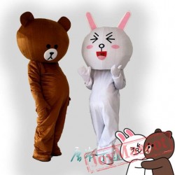 Brown Bear Rabbit School Mascot Costume Halloween Costumes Cartoon