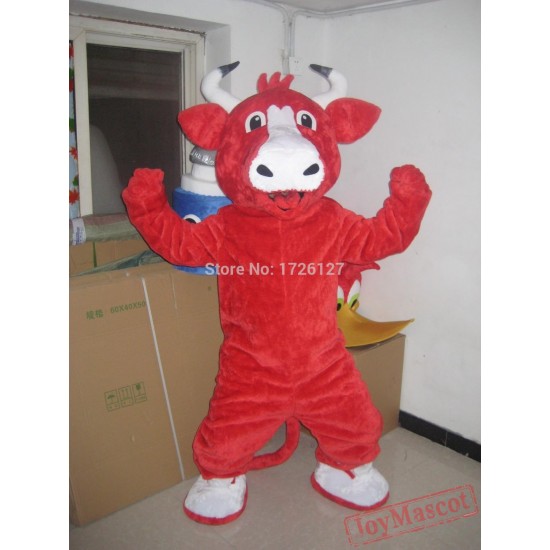 Mascot Red Cow Mascot Bull Cattle Costume