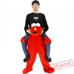 Elmo Stuffed Ride On Me Sesame Street Mascot Carry Back Costums