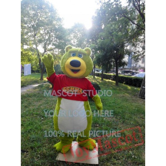 Green Teddy Bear Mascot Costume