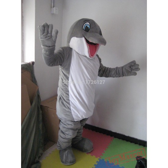 Mascot Grey Clever Dolphin Mascot Costume