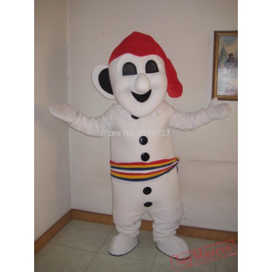 Cartoon White Snowman Mascot Costume