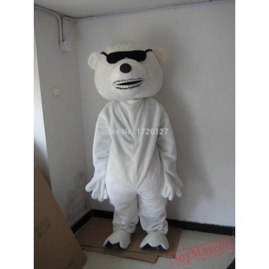 Black Glass Polar Bear White Bear Mascot Costume