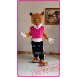 Mascot Pink Leopard Panther Courgar Mascot Costume Cartoon Anime Cosplay