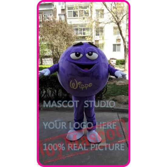 Mascot Purple Chocolate Beans Mascot Costume Cartoon 