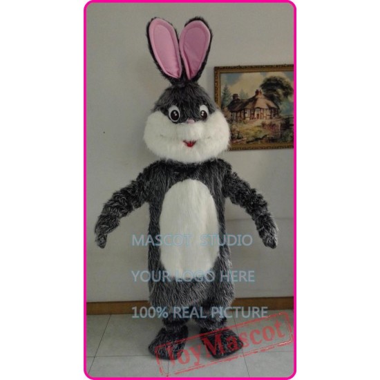 Long Plush Grey Rabbit Easter Bunny Mascot Costume Anime