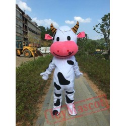 White Black Milk Cow Mascot Costume C Adult Size