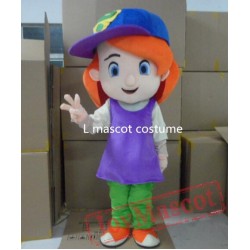 Girl Mascot Red Hair Plush Cartoon Costume