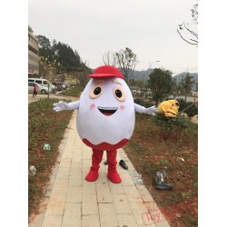 White Egg Mascot Chocolate Mascot Costumes Red Hat