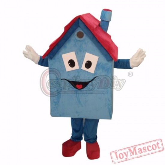 Mascot Blue House Cartoon Mascot Costume