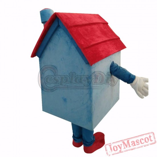 Mascot Blue House Cartoon Mascot Costume