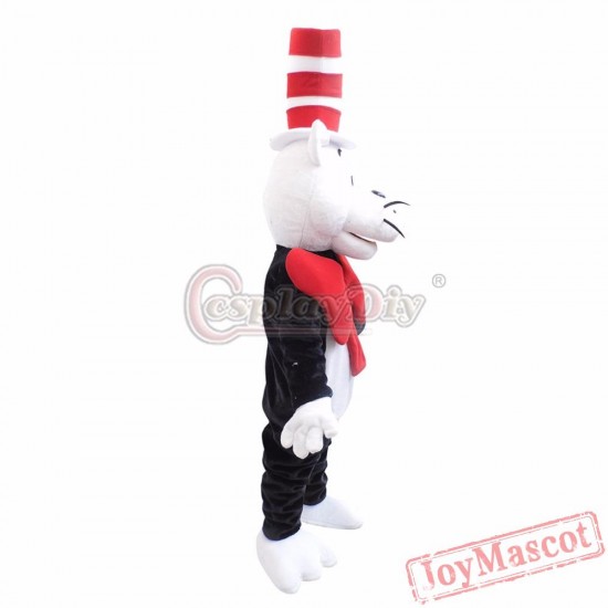 Animal Cat In The Hat Plush Adult Mascot Costume For Christmas