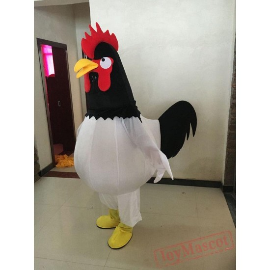 Turkey Parade Rooster Mascot Black & White Costume