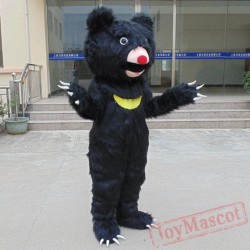 Long Fur Black Bear Mascot Costume