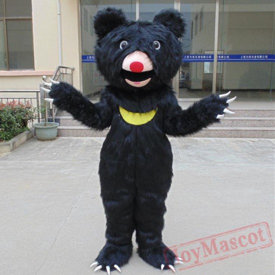 Long Fur Black Bear Mascot Costume