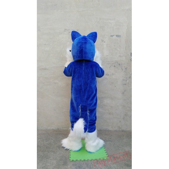 Husky Mascot Costume Deluxe Long Fur Blue